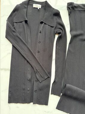 Remain Black Ribbed Knit Jumpsuit & Cardigan Set